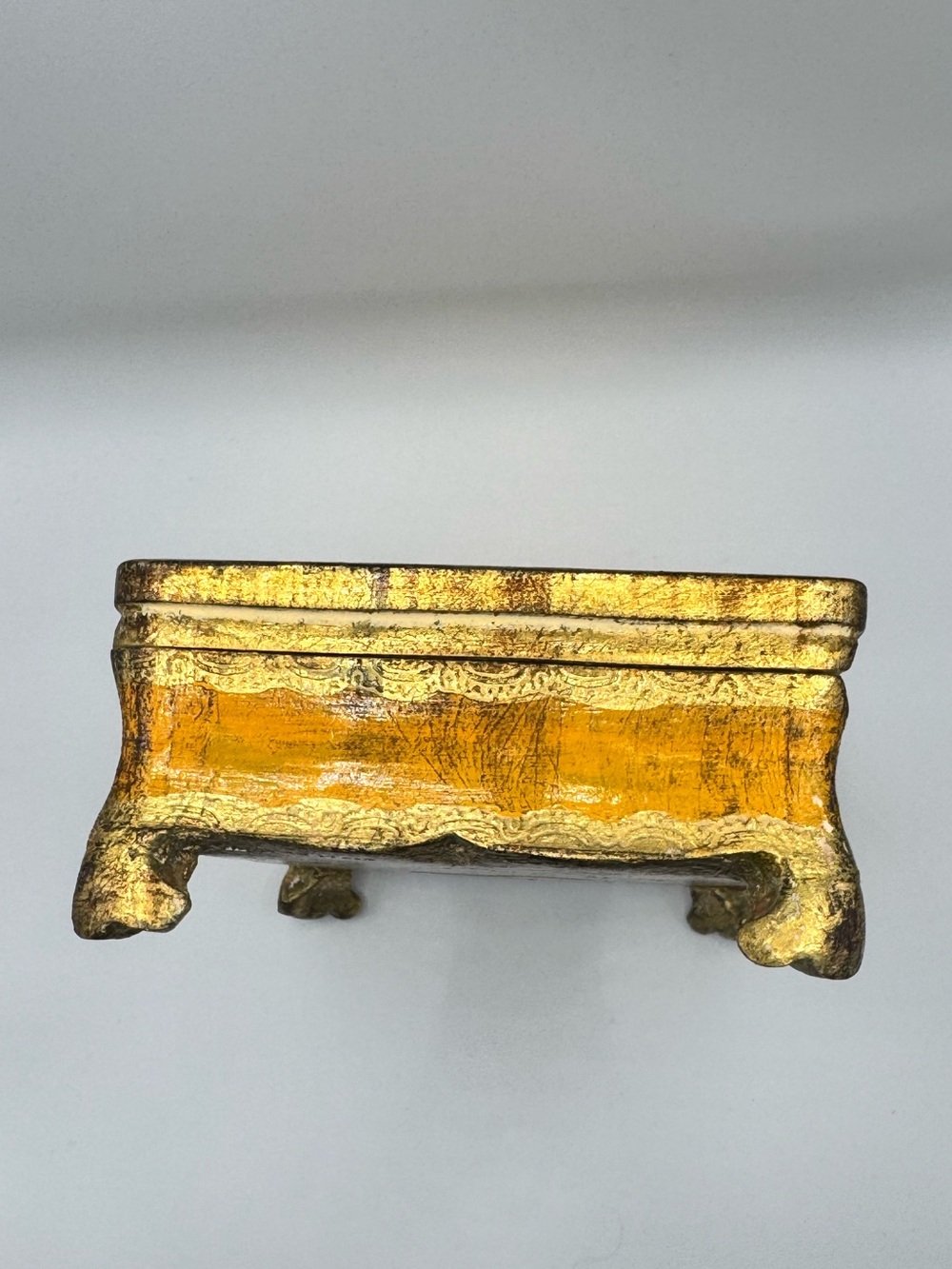 Vintage Florentine Gold Gilt Wood Jewelry Box w/Floral Design Florentia Italy - Picture 7 of 12